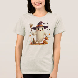 Schattigee Witchy Ghost Halloween Tri-Blend Shirt
