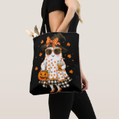 Schattigee Witchy Ghost Vrouwen Halloween T-Shirt Tote Bag (Dichtbij)