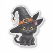 Schattigee Witchy Kitten Waterdicht Sticker (Voorkant)