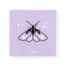 Schattigee Witchy Paarse Moth Notitieboek met Naam