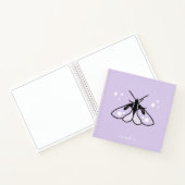 Schattigee Witchy Paarse Moth Notitieboek met Naam (Binnen)