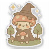 Schattigee witchy paddenstoel sticker (Voorkant)