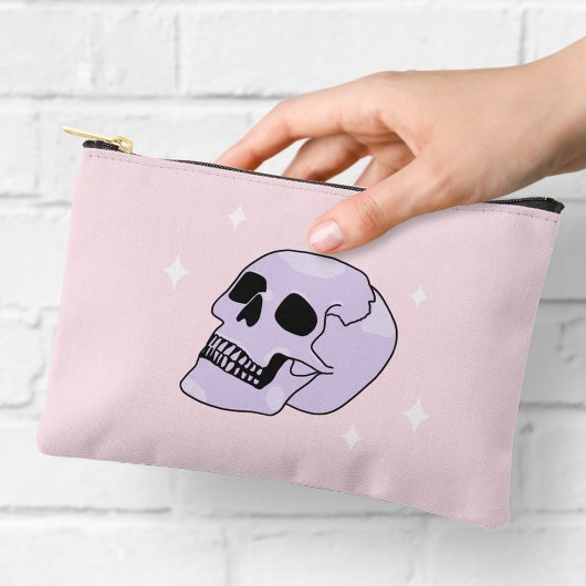 Schattigee Witchy Skull Roze en Paarse Rits Pouch Etui