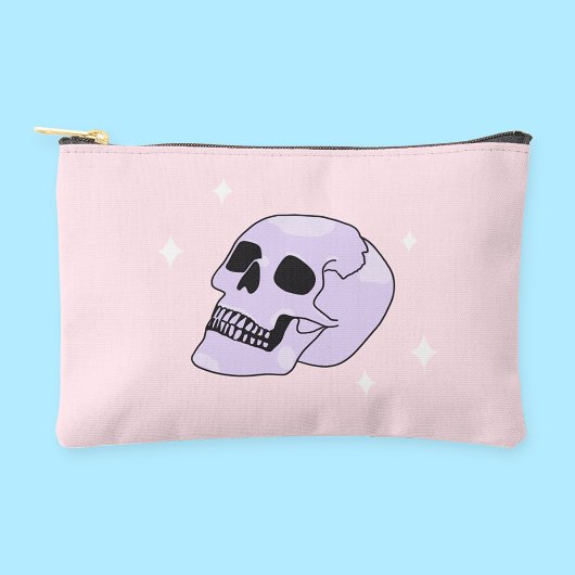 Schattigee Witchy Skull Roze en Paarse Rits Pouch Etui