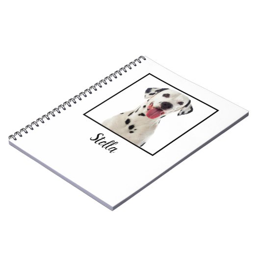 Schattigee witte aangepaste hondenfoto notitieboek (Linkerzijde)