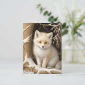Schattigee witte Baby Fox in Snow Briefkaart (Staand voorkant)