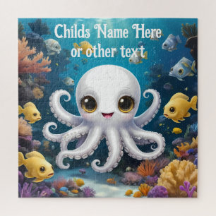 Schattigee witte Baby octopus glimlachend onder he Legpuzzel