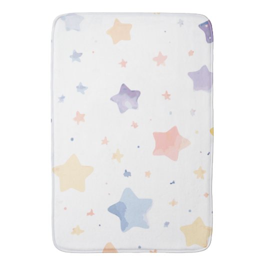 Schattigee witte badmat met sterretjes (Voorkant Verticaal)