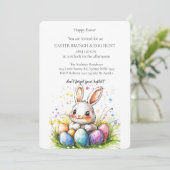 Schattigee witte banny met eieren en eieren Hunt Kaart (Staand voorkant)