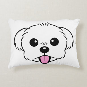 Schattigee witte bichon frise hond stekende tong u accent kussen