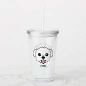 Schattigee witte bichon frise hond stekende tong u acryl drinkbeker (Voorkant)