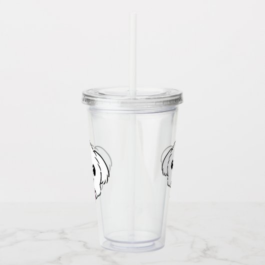 Schattigee witte bichon frise hond stekende tong u acryl drinkbeker (Rechts)