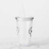 Schattigee witte bichon frise hond stekende tong u acryl drinkbeker (Links)