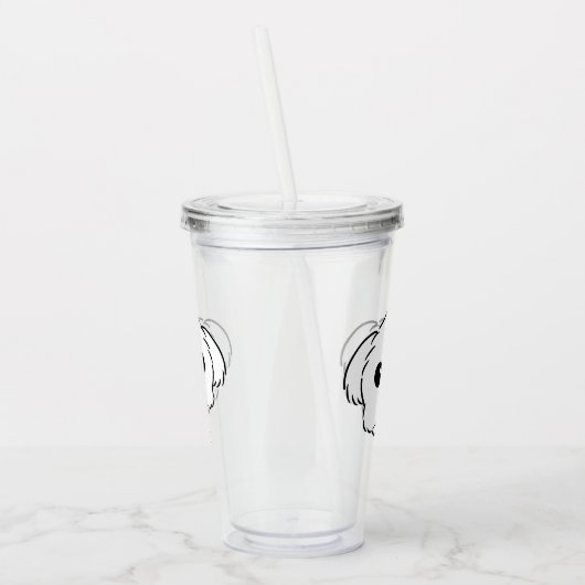 Schattigee witte bichon frise hond stekende tong u acryl drinkbeker (Links)