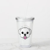 Schattigee witte bichon frise hond stekende tong u acryl drinkbeker (Achterkant)
