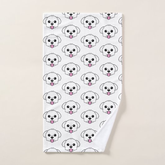 Schattigee witte bichon frise hond stekende tong u bad handdoek (Handdoek)
