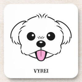 Schattigee witte bichon frise hond stekende tong u bier onderzetter