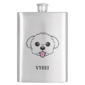 Schattigee witte bichon frise hond stekende tong u flacon (Voorkant)