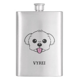 Schattigee witte bichon frise hond stekende tong u flacon