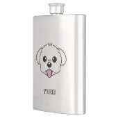 Schattigee witte bichon frise hond stekende tong u flacon (Links)