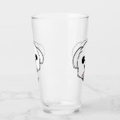 Schattigee witte bichon frise hond stekende tong u glas (Links)