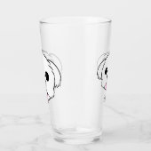 Schattigee witte bichon frise hond stekende tong u glas (Rechts)