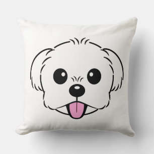 Schattigee witte bichon frise hond stekende tong u kussen