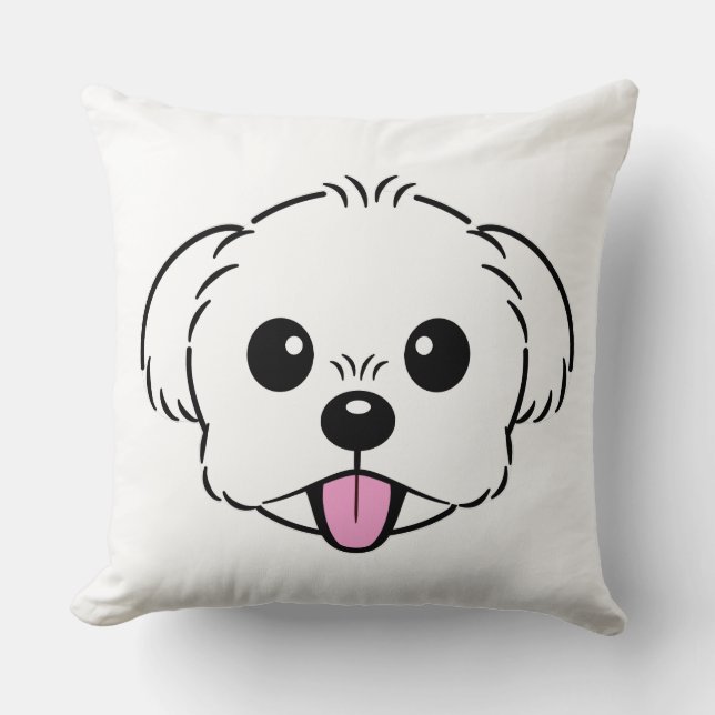 Schattigee witte bichon frise hond stekende tong u kussen (Voorkant)