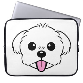 Schattigee witte bichon frise hond stekende tong u laptop sleeve