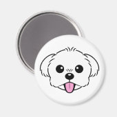 Schattigee witte bichon frise hond stekende tong u magneet (Voorkant / Achterkant)