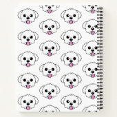 Schattigee witte bichon frise hond stekende tong u notitieboek (Achterkant)