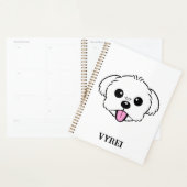 Schattigee witte bichon frise hond stekende tong u planner (Display)