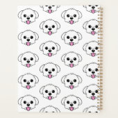 Schattigee witte bichon frise hond stekende tong u planner (Achterkant)