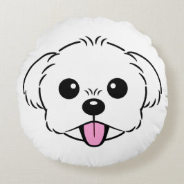 Schattigee witte bichon frise hond stekende tong u rond kussen