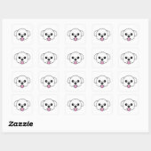Schattigee witte bichon frise hond stekende tong u vierkante sticker (Vel)