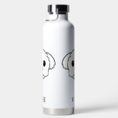 Schattigee witte bichon frise hond stekende tong u waterfles (Rechts)