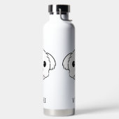 Schattigee witte bichon frise hond stekende tong u waterfles (Links)