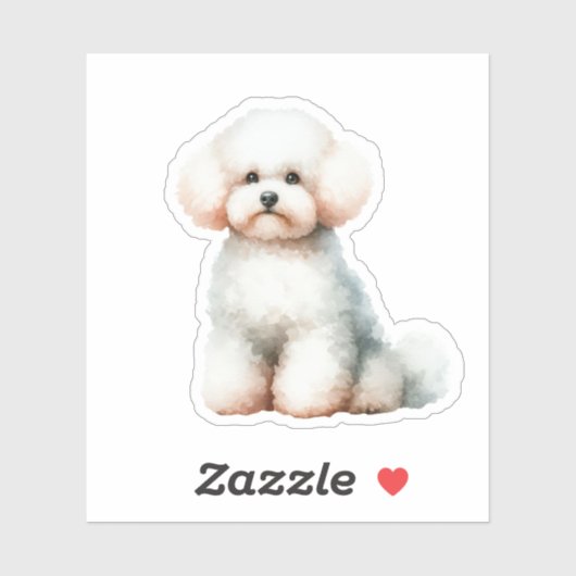 Schattigee Witte Bichon Frise Hond Sticker (Vel)