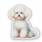 Schattigee Witte Bichon Frise Hond Sticker (Voorkant)