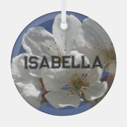 Schattigee witte bloemen glas ornament (Voorkant)