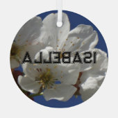 Schattigee witte bloemen glas ornament (Achterkant)