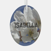 Schattigee witte bloemen glas ornament (Voorkant Rechts)
