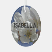 Schattigee witte bloemen glas ornament (Voorkant links)