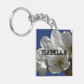 Schattigee witte bloemen sleutelhanger (Voorkant Links)
