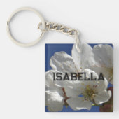 Schattigee witte bloemen sleutelhanger (Voorkant)