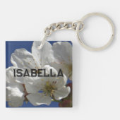 Schattigee witte bloemen sleutelhanger (Achterkant)
