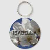 Schattigee witte bloemen sleutelhanger (Achterkant)