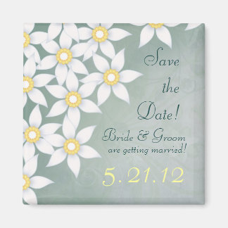 Schattigee Witte Bloemen Trouwen Save the Date Magneet