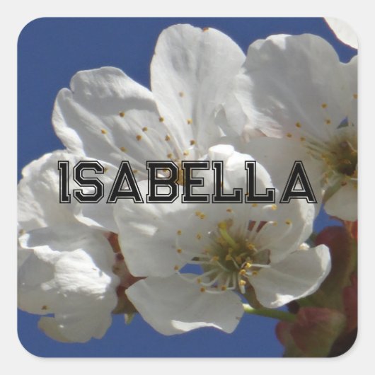 Schattigee witte bloemen vierkante sticker (Voorkant)