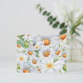Schattigee Witte Bloemen  Waterverf Daisies Briefkaart (Staand voorkant)